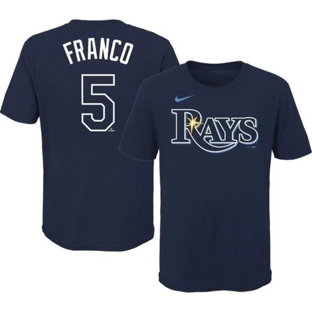 Outerstuff Youth Tampa Bay Rays Wander Franco #5 Navy T-Shirt Kids XL Blue 28099